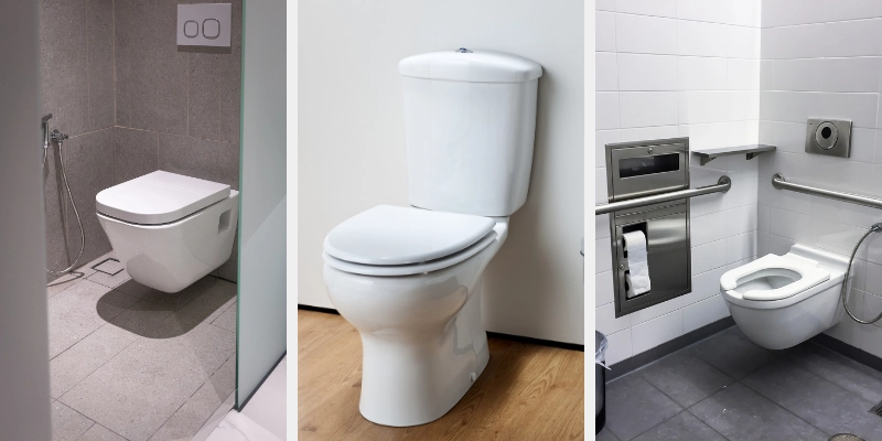 אסלה נגישה, אסלה עומדת, אסלה תלויה